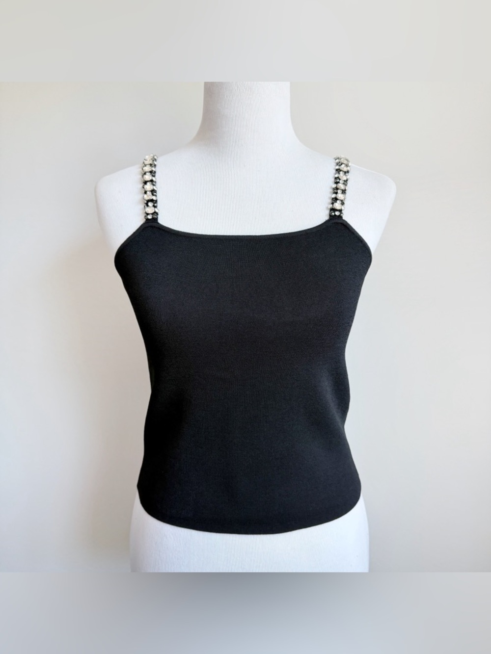 House of Harlow 1960 Black Tank Top Embellished Crystal Straps Womens Small